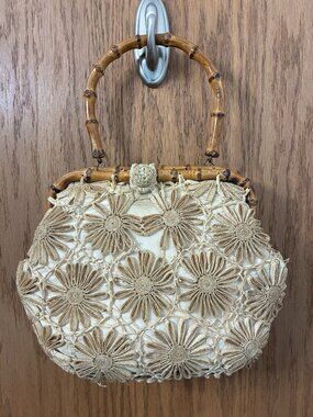 Vintage Ritter It's In The Bag Woven Raffia Cream Handbag Purse